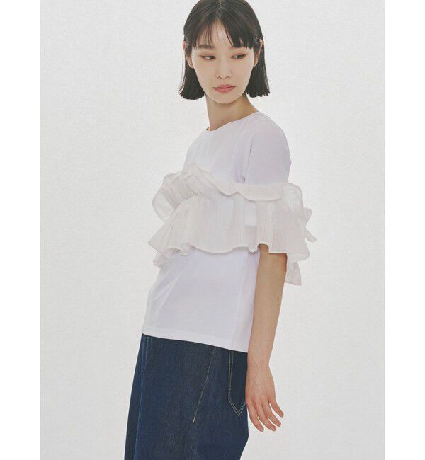 MIDIUMISOLID「MIDIUMISOLID for Ladies シフトフリルTシャツ」|Tシャツ・カットソー|