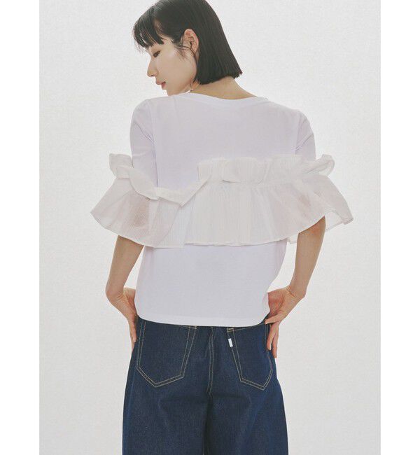 MIDIUMISOLID「MIDIUMISOLID for Ladies シフトフリルTシャツ」|Tシャツ・カットソー|