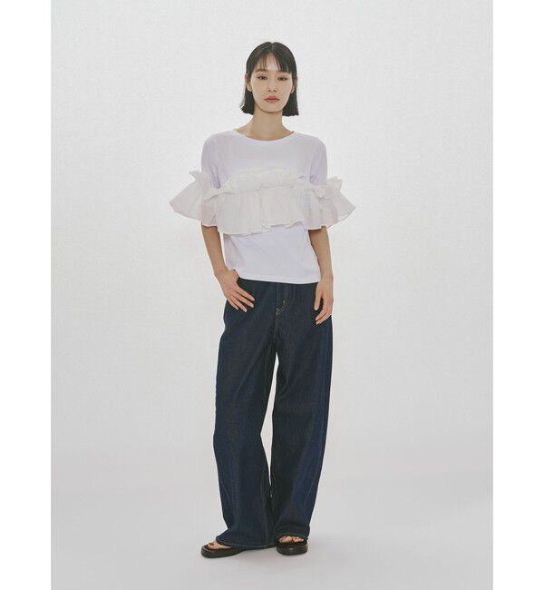 MIDIUMISOLID「MIDIUMISOLID for Ladies シフトフリルTシャツ」|Tシャツ・カットソー|