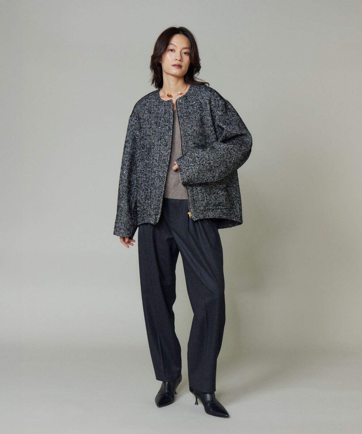 la veille by SUPERIOR CLOSET「《大きいサイズ》ハイウエストベルト付きパンツ」|スラックス|