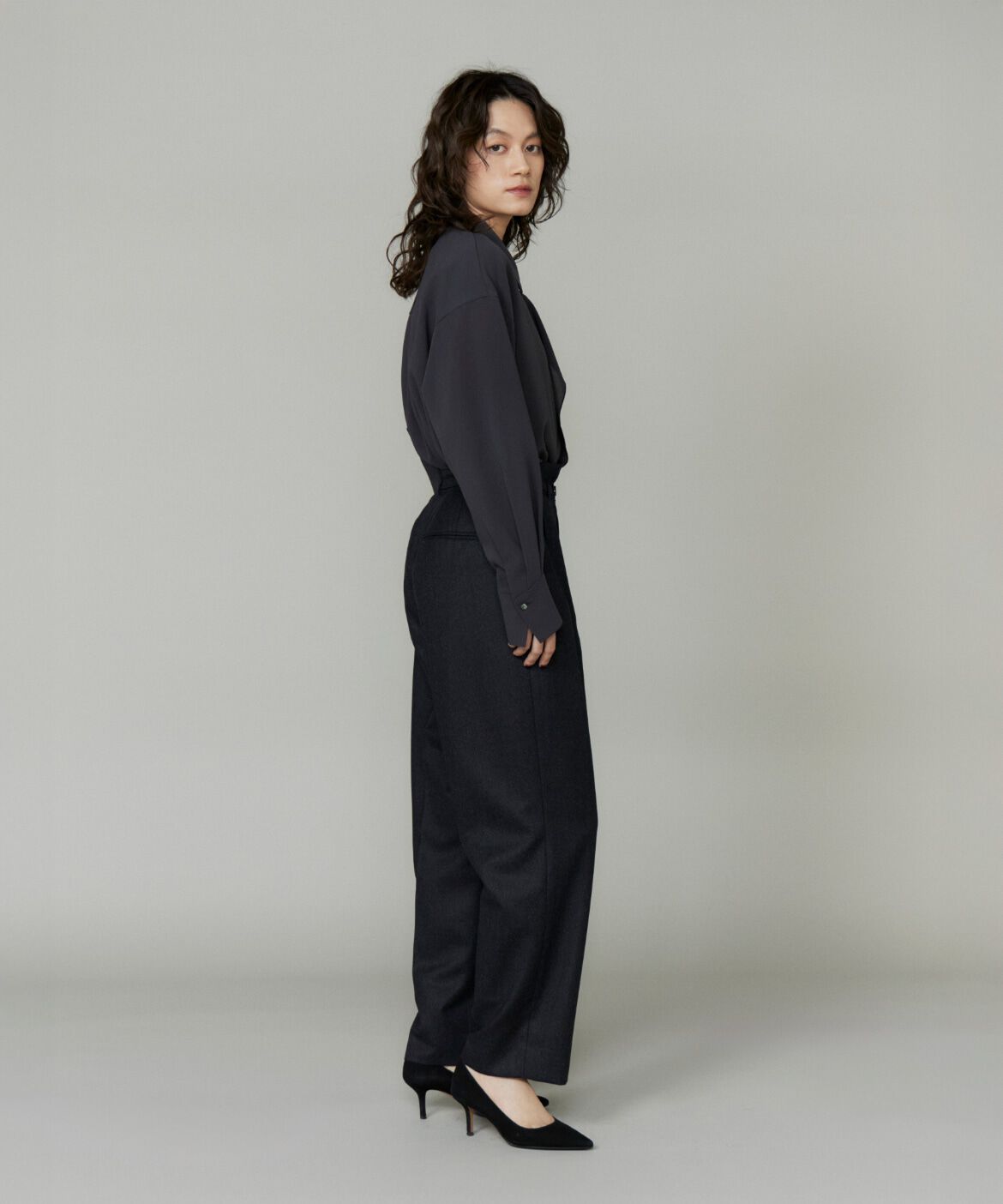 la veille by SUPERIOR CLOSET「《大きいサイズ》ハイウエストベルト付きパンツ」|スラックス|