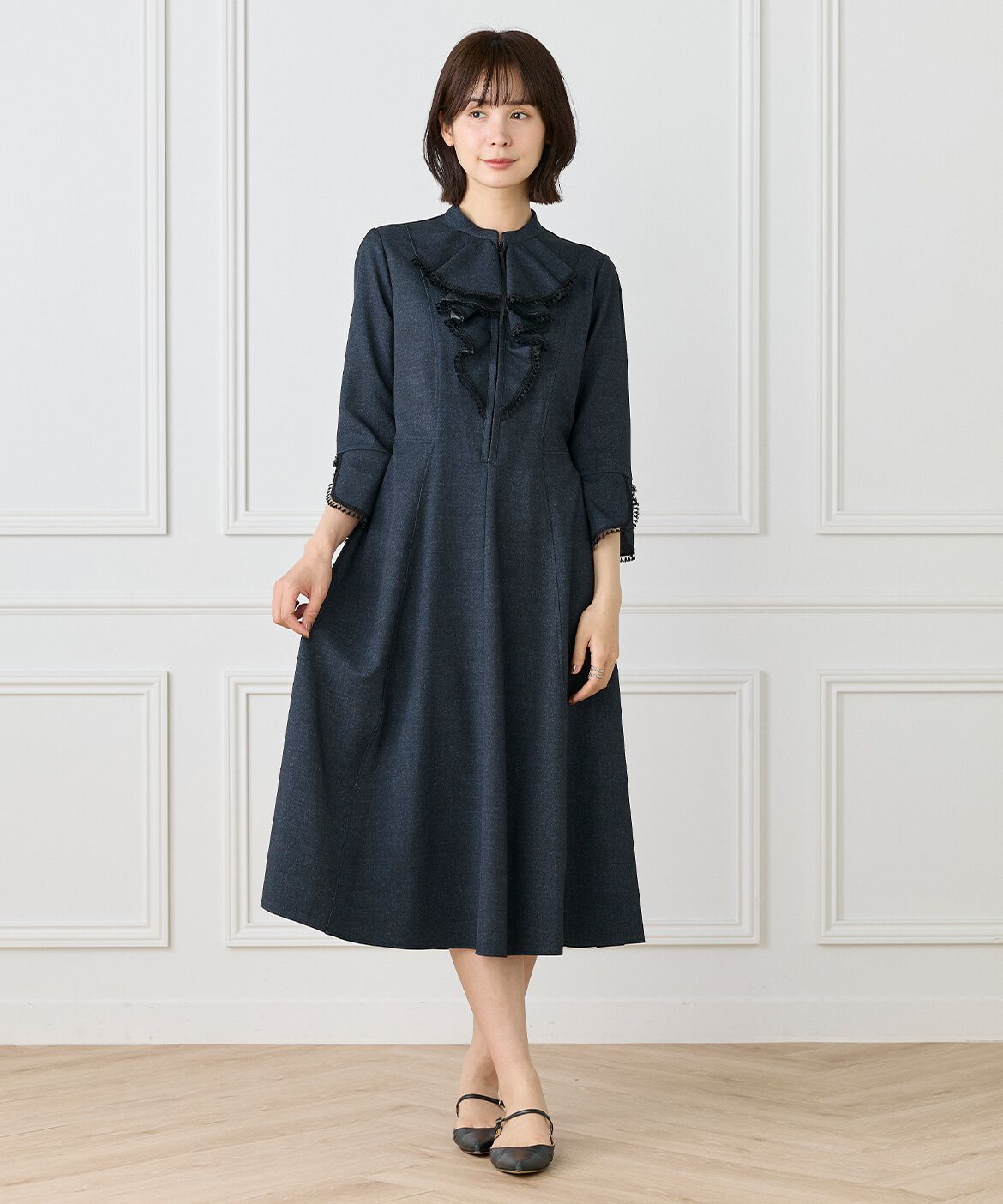ef-de Black「ラッフル七分袖ワンピース」|ワンピース|