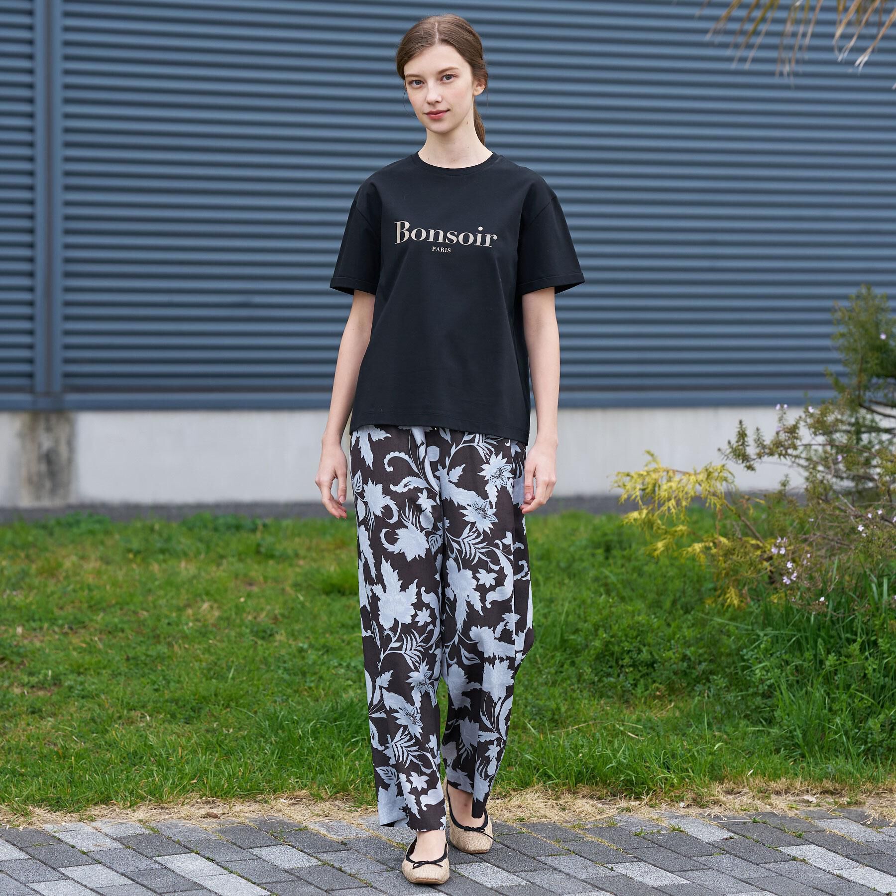 DRESSTERIOR「【接触冷感／抗菌防臭／消臭】アイスクリアコットン Bonsoir ロゴTシャツ」|Tシャツ・カットソー|