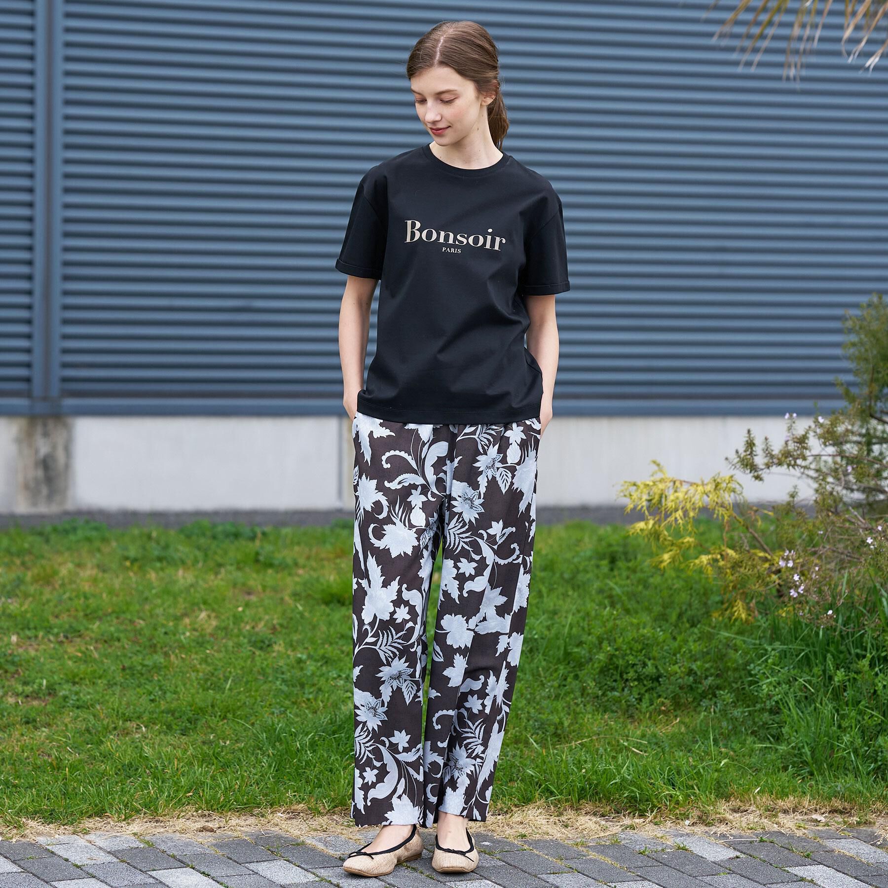 DRESSTERIOR「【接触冷感／抗菌防臭／消臭】アイスクリアコットン Bonsoir ロゴTシャツ」|Tシャツ・カットソー|