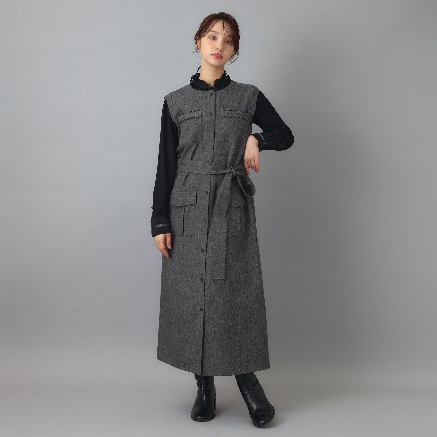 DRESSTERIOR「ウォッシャブルツイードライクワンピース」|ワンピース|
