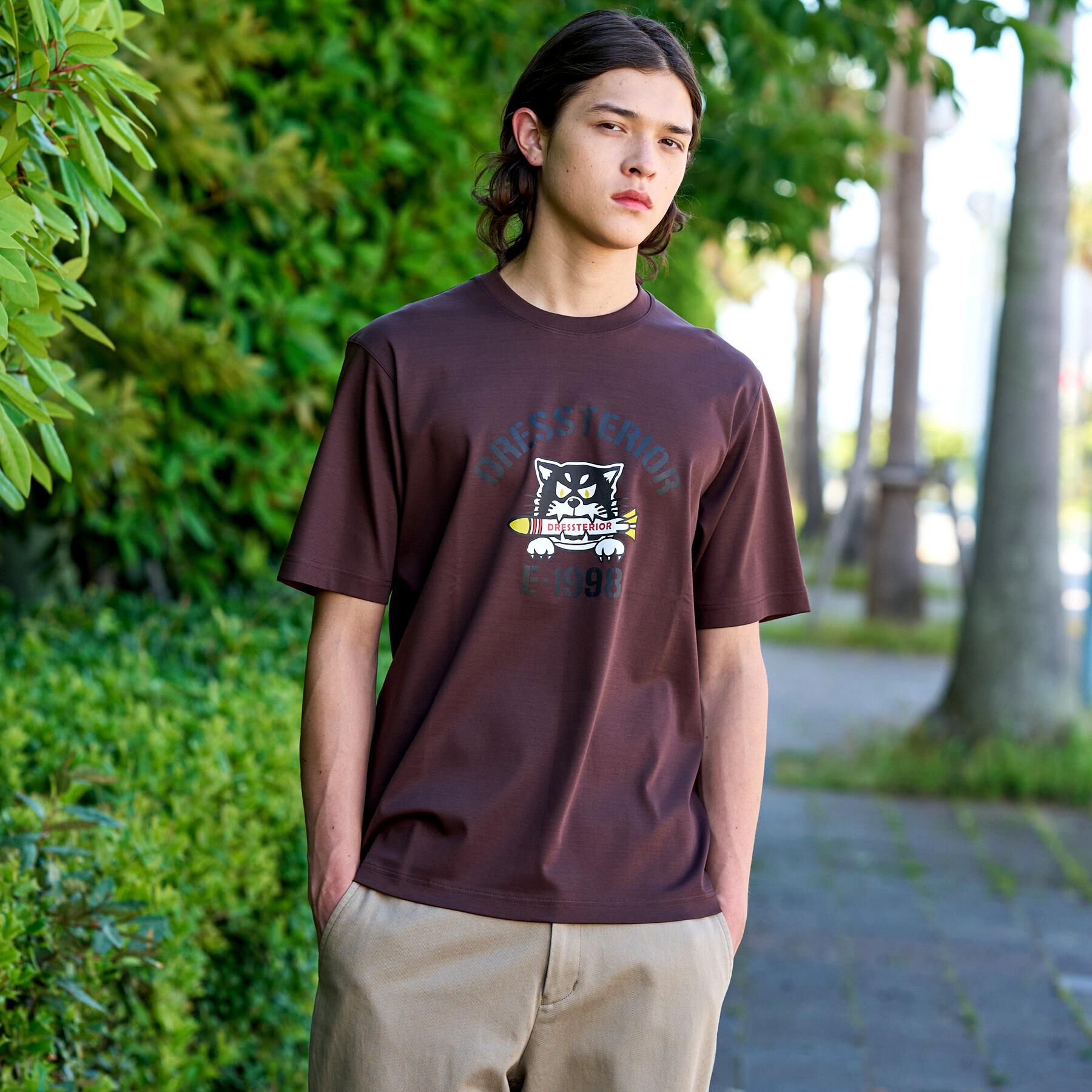 DRESSTERIOR「【接触冷感／抗菌防臭／消臭】ICE CLEAR COTTON ミサイルキャットTシャツ」|Tシャツ・カットソー|