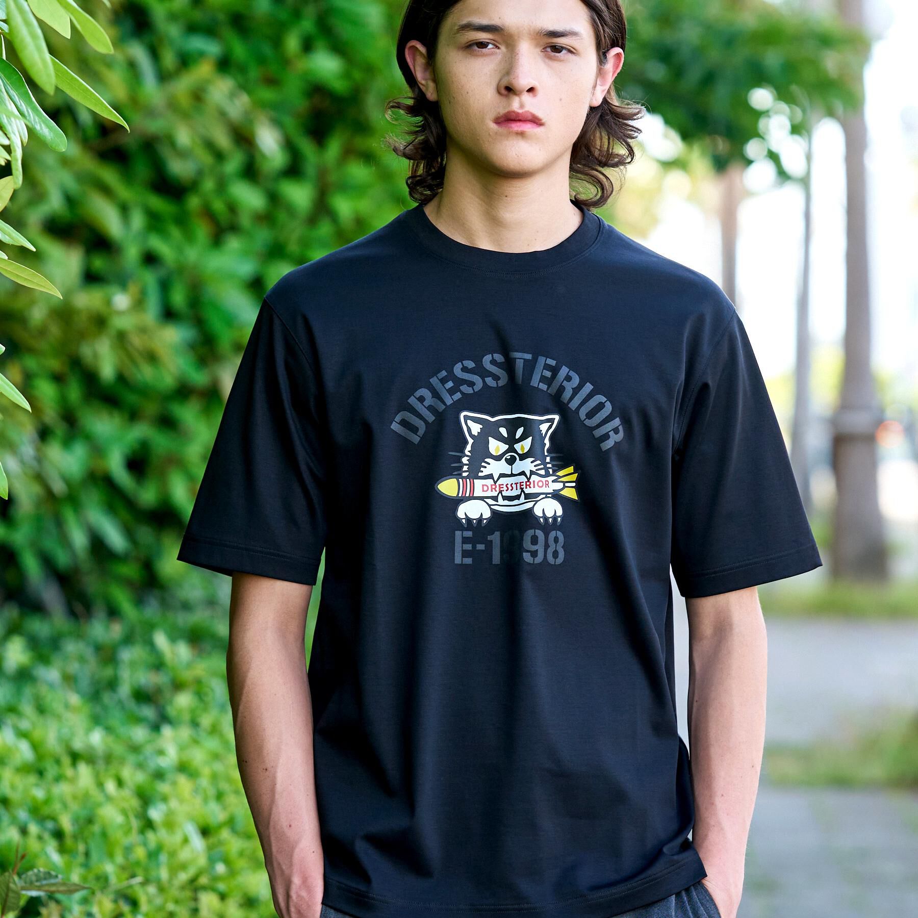 DRESSTERIOR「【接触冷感／抗菌防臭／消臭】ICE CLEAR COTTON ミサイルキャットTシャツ」|Tシャツ・カットソー|