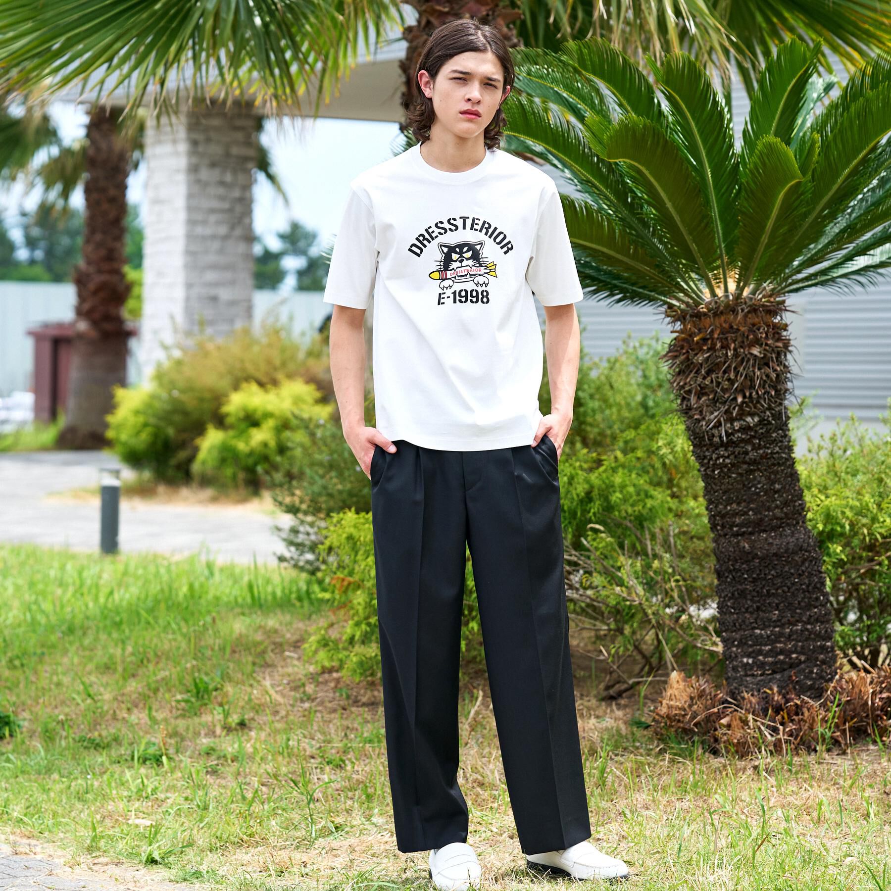 DRESSTERIOR「【接触冷感／抗菌防臭／消臭】ICE CLEAR COTTON ミサイルキャットTシャツ」|Tシャツ・カットソー|