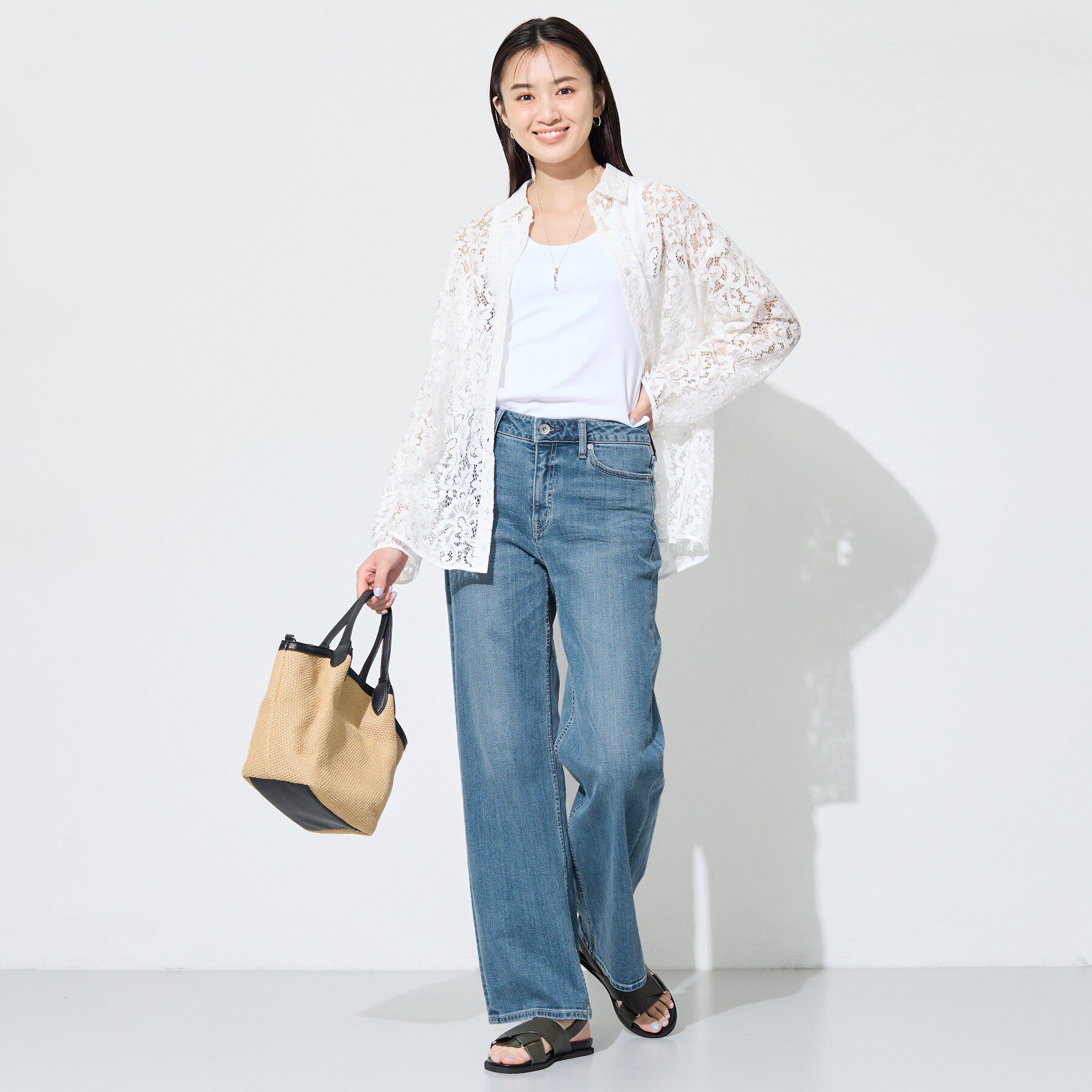 INDIVI「【褒められデニム】ワイドストレート デニムパンツ」|デニム|