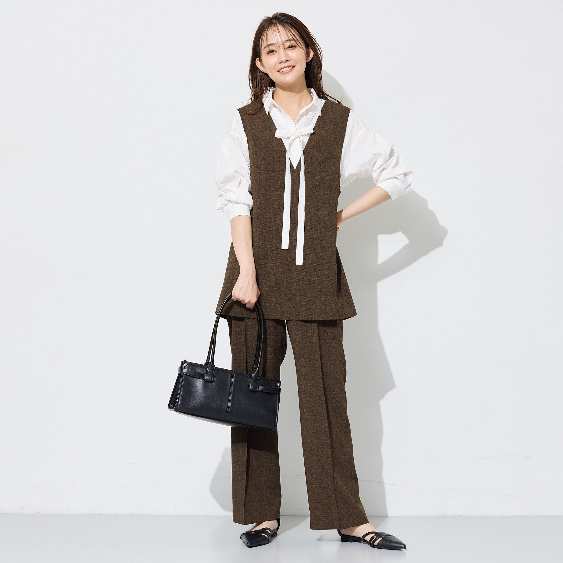 INDIVI「【UVケア／接触冷感】リネン風チュニックベスト」|ベスト・ジレ|