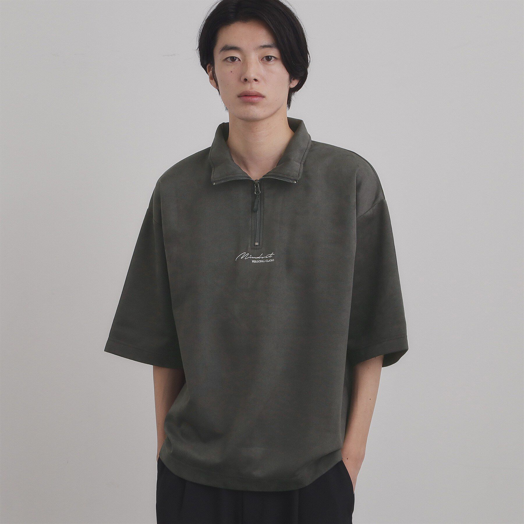 tk.TAKEO KIKUCHI「フェイクスエードハーフジップ」|Tシャツ・カットソー|チャコールグレー(0