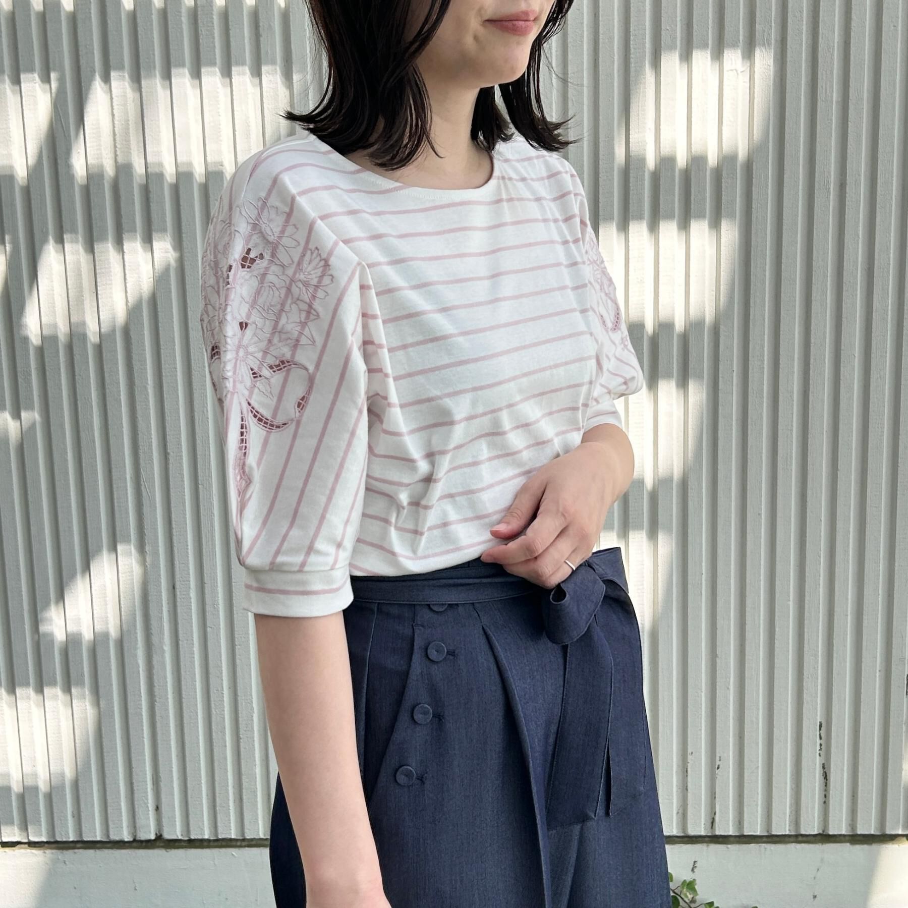 Couture broach「【接触冷感・UVカット】エンブロドルマントップス」|Tシャツ・カットソー|