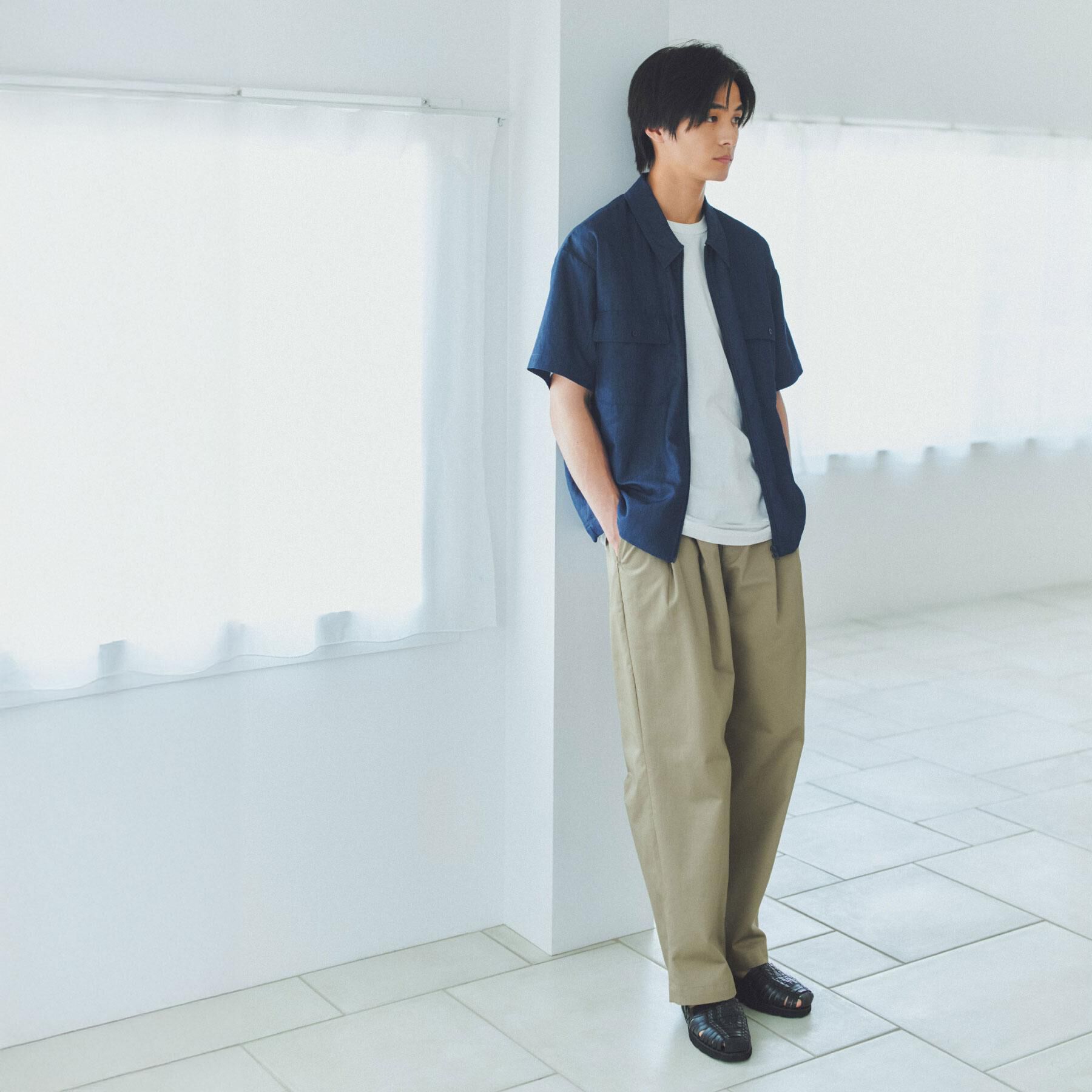 THE SHOP TK「【セットアップ可／洗濯機OK】アソート ジップ半袖シャツ」|シャツ・ブラウス|