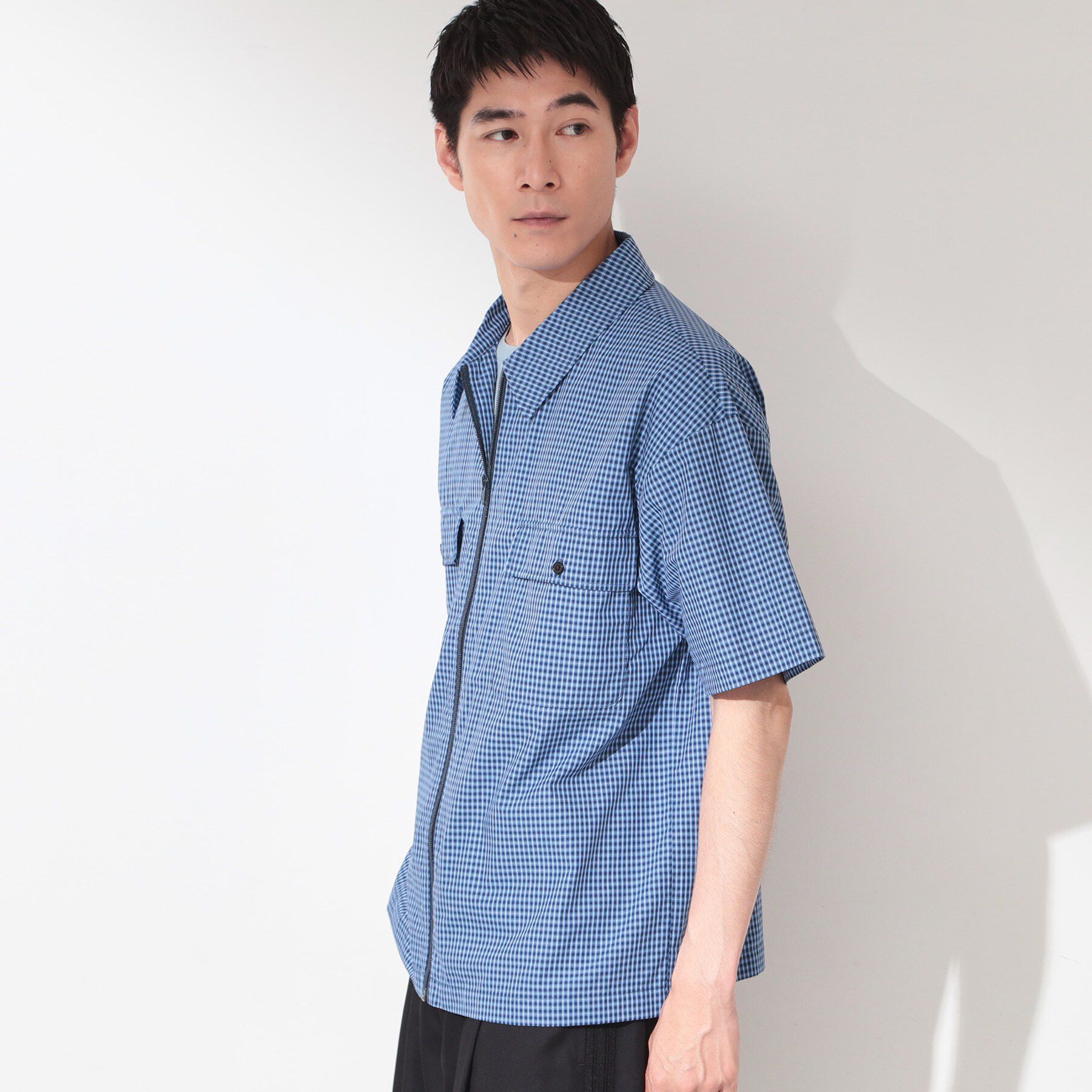 THE SHOP TK「【セットアップ可／洗濯機OK】アソート ジップ半袖シャツ」|シャツ・ブラウス|