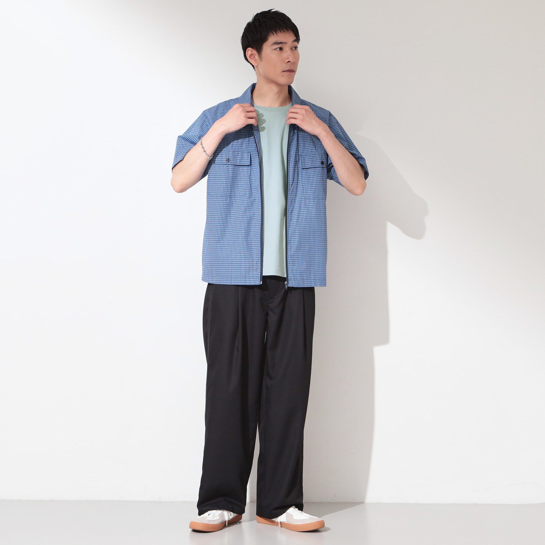 THE SHOP TK「【セットアップ可／洗濯機OK】アソート ジップ半袖シャツ」|シャツ・ブラウス|