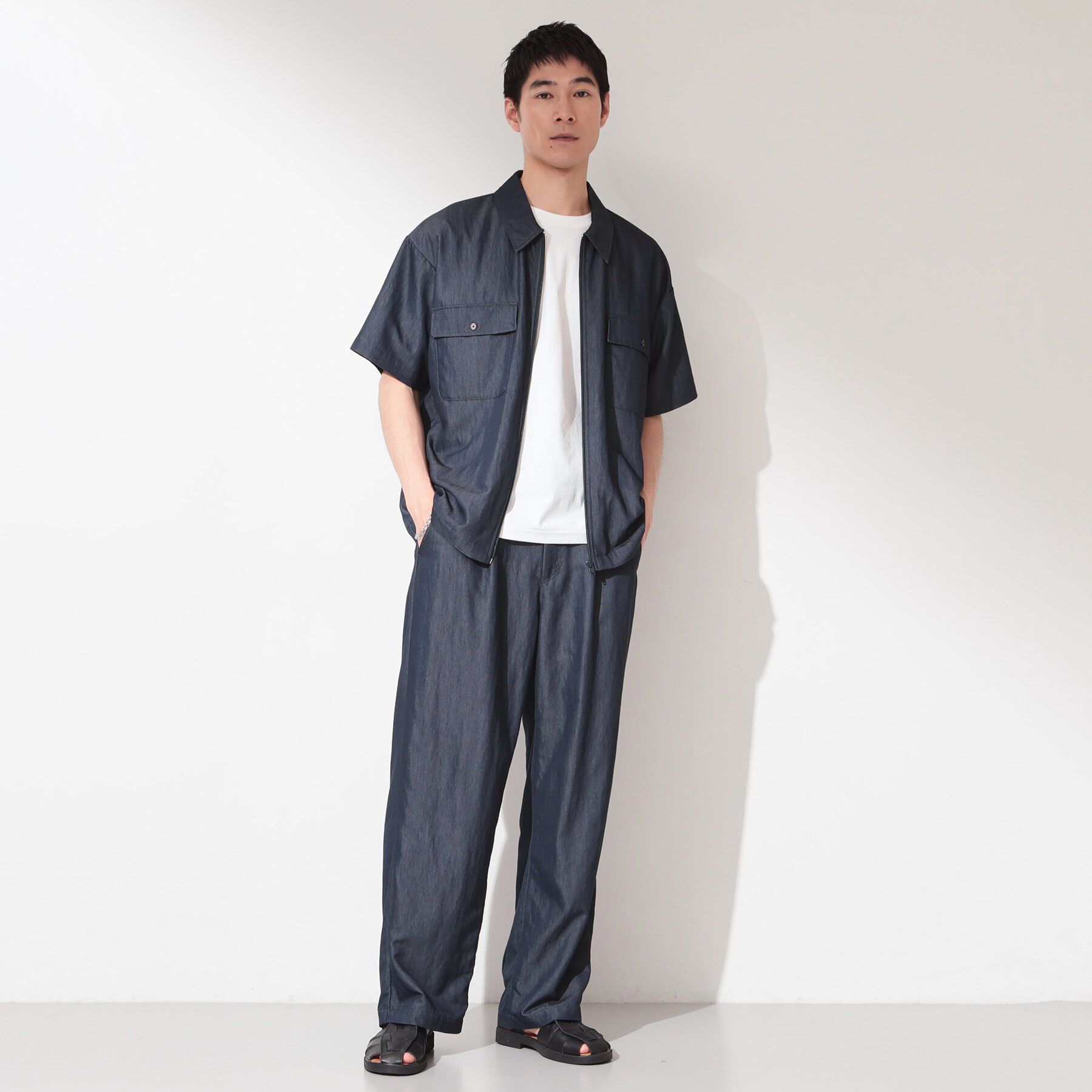 THE SHOP TK「【セットアップ可／洗濯機OK】アソート ジップ半袖シャツ」|シャツ・ブラウス|