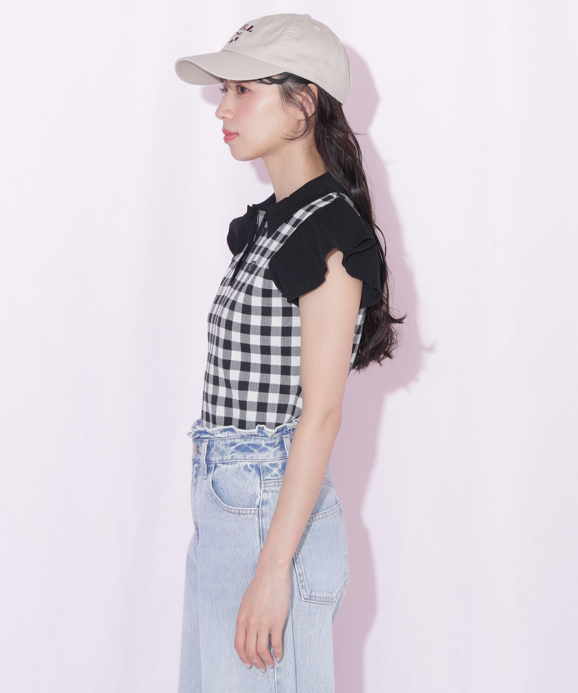  「＜WEB限定カラーあり＞フリル袖ポロニット」|ニット・セーター|