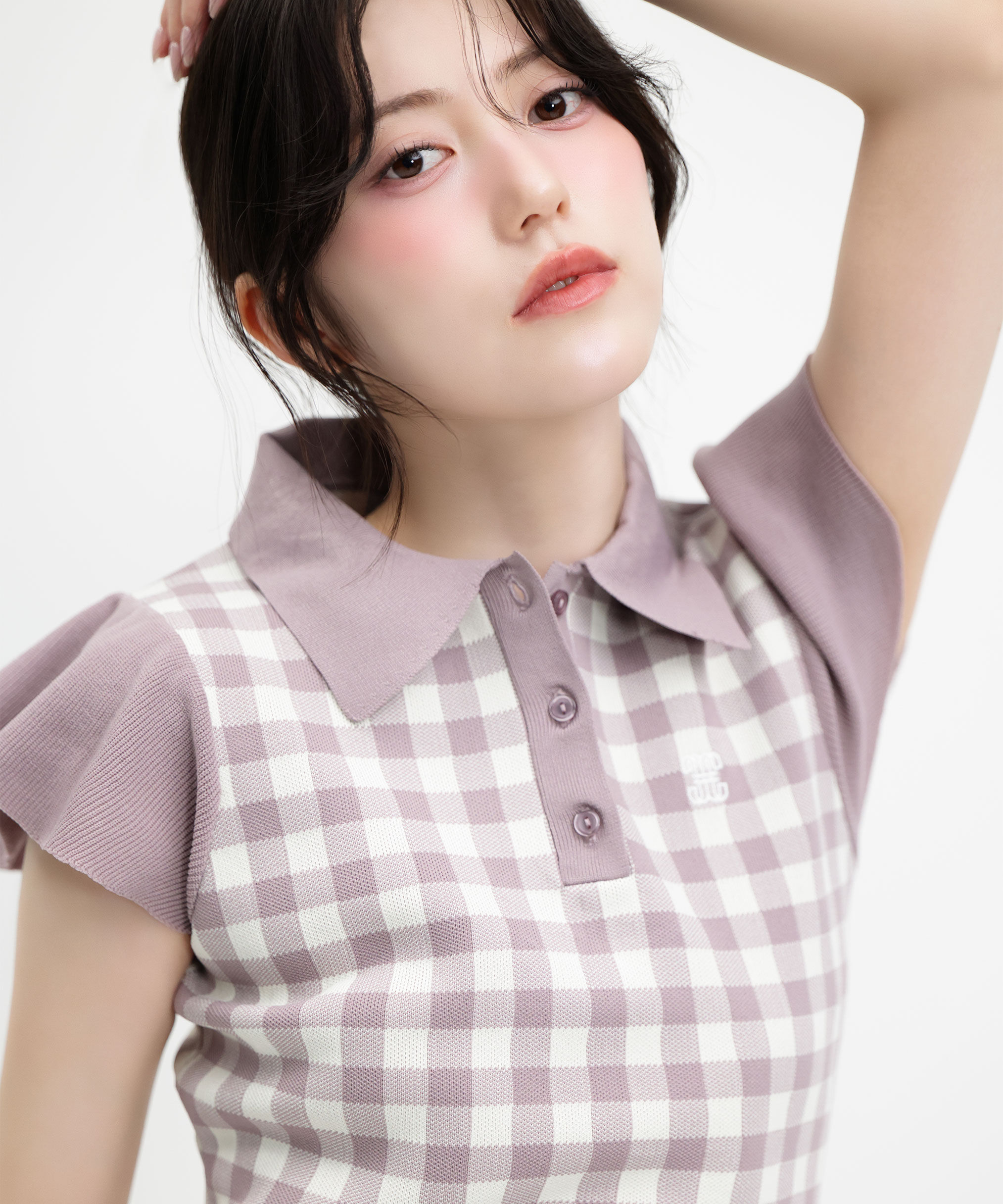  「＜WEB限定カラーあり＞フリル袖ポロニット」|ニット・セーター|