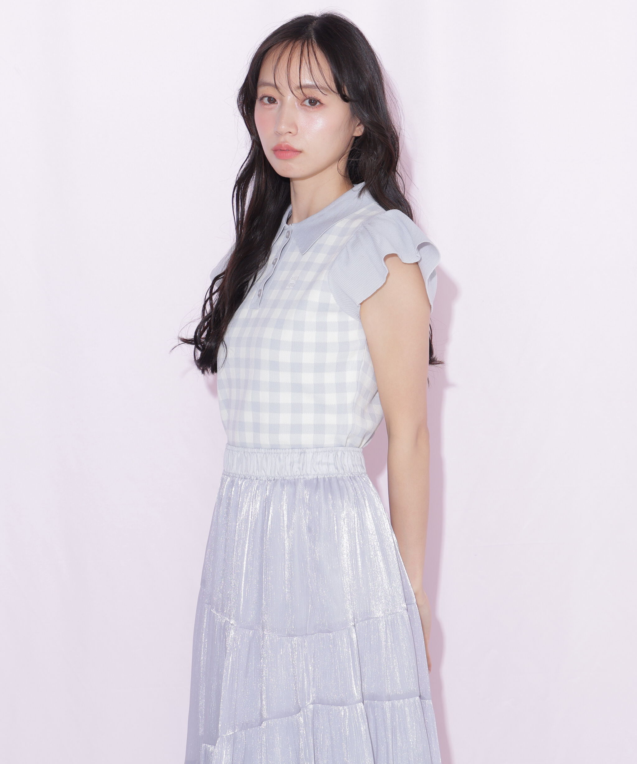  「＜WEB限定カラーあり＞フリル袖ポロニット」|ニット・セーター|