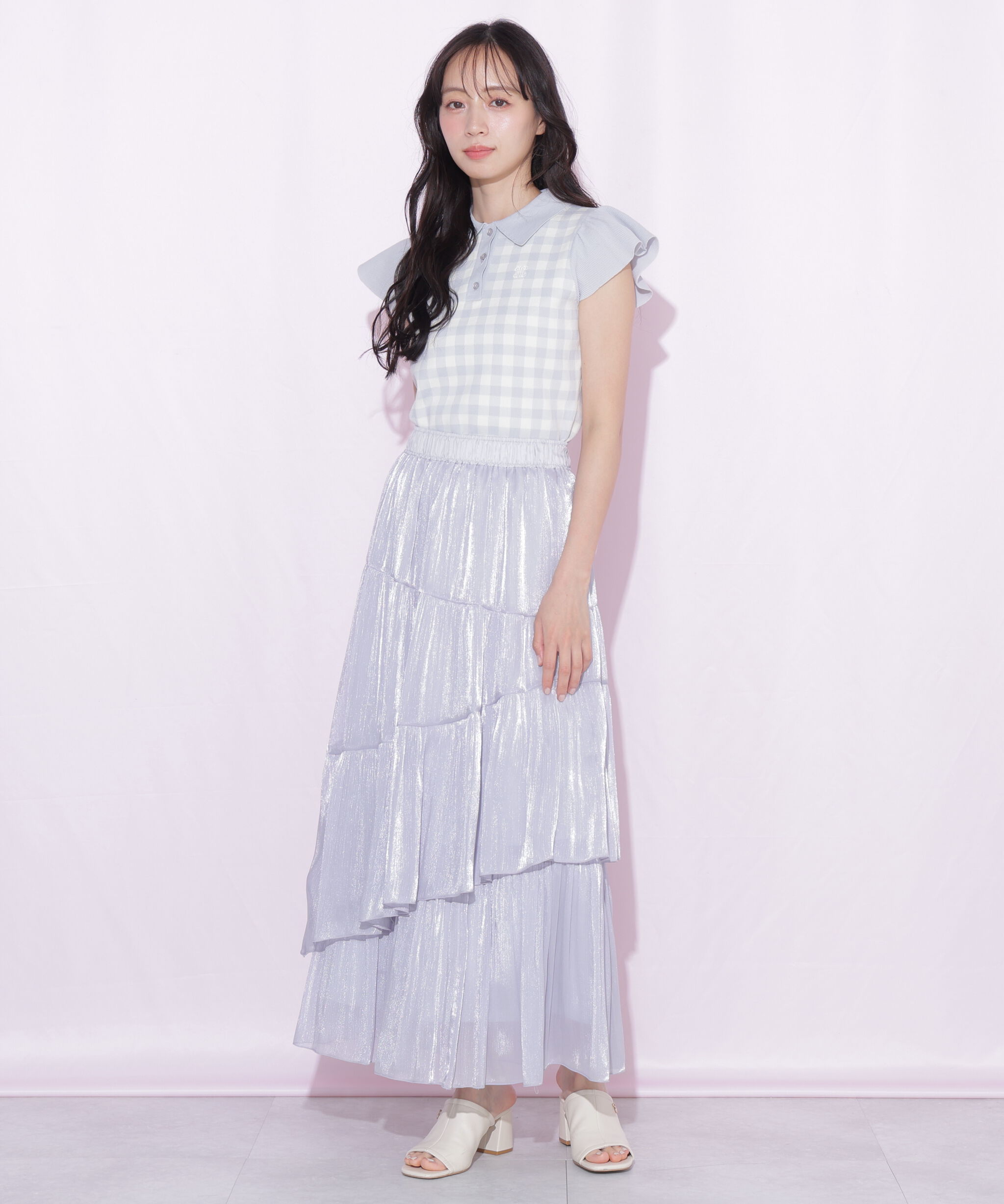  「＜WEB限定カラーあり＞フリル袖ポロニット」|ニット・セーター|