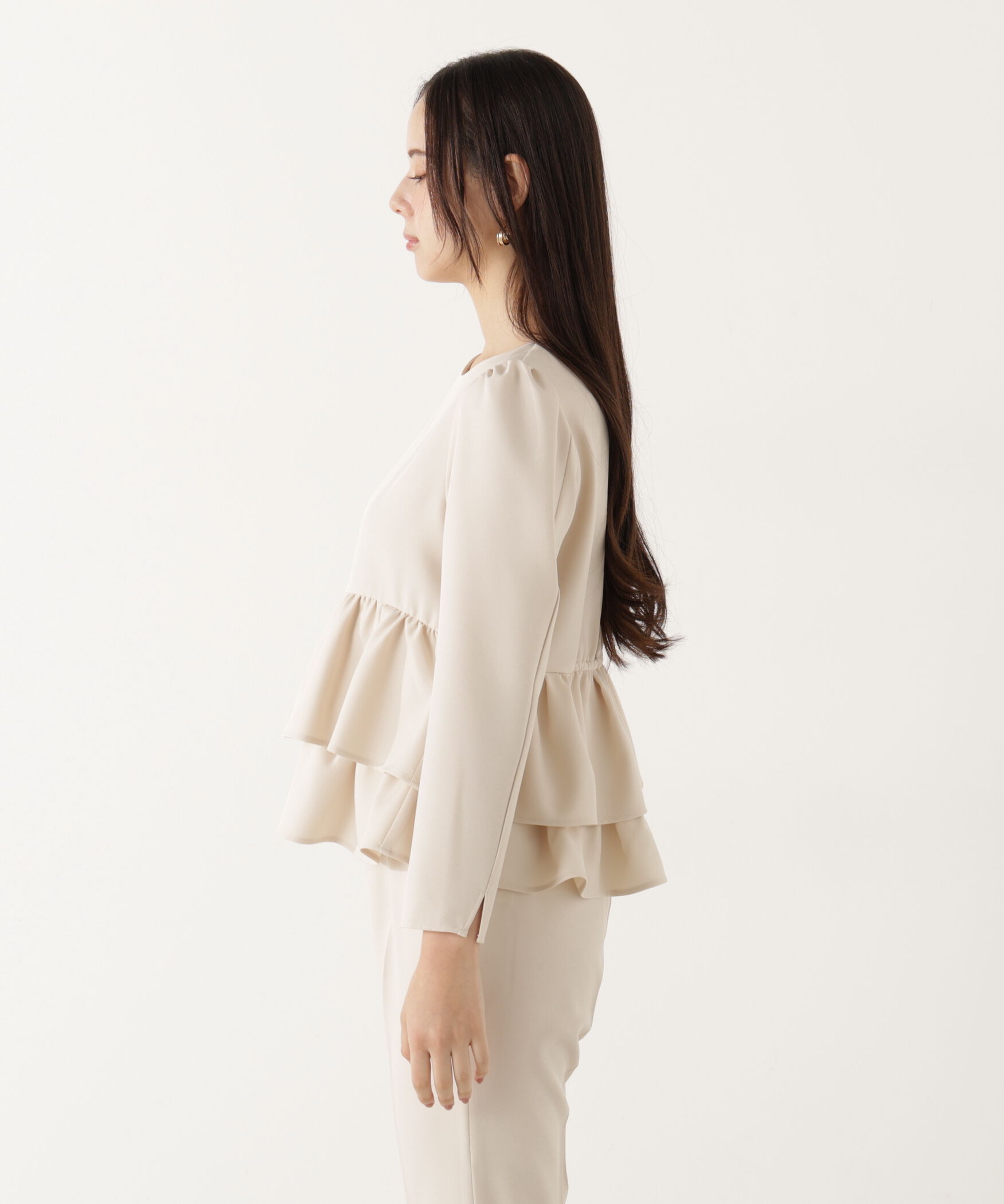 PROPORTION BODY DRESSING「＜ウォッシャブル＞ランダムヘムペプラムブラウス」|シャツ・ブラウス|
