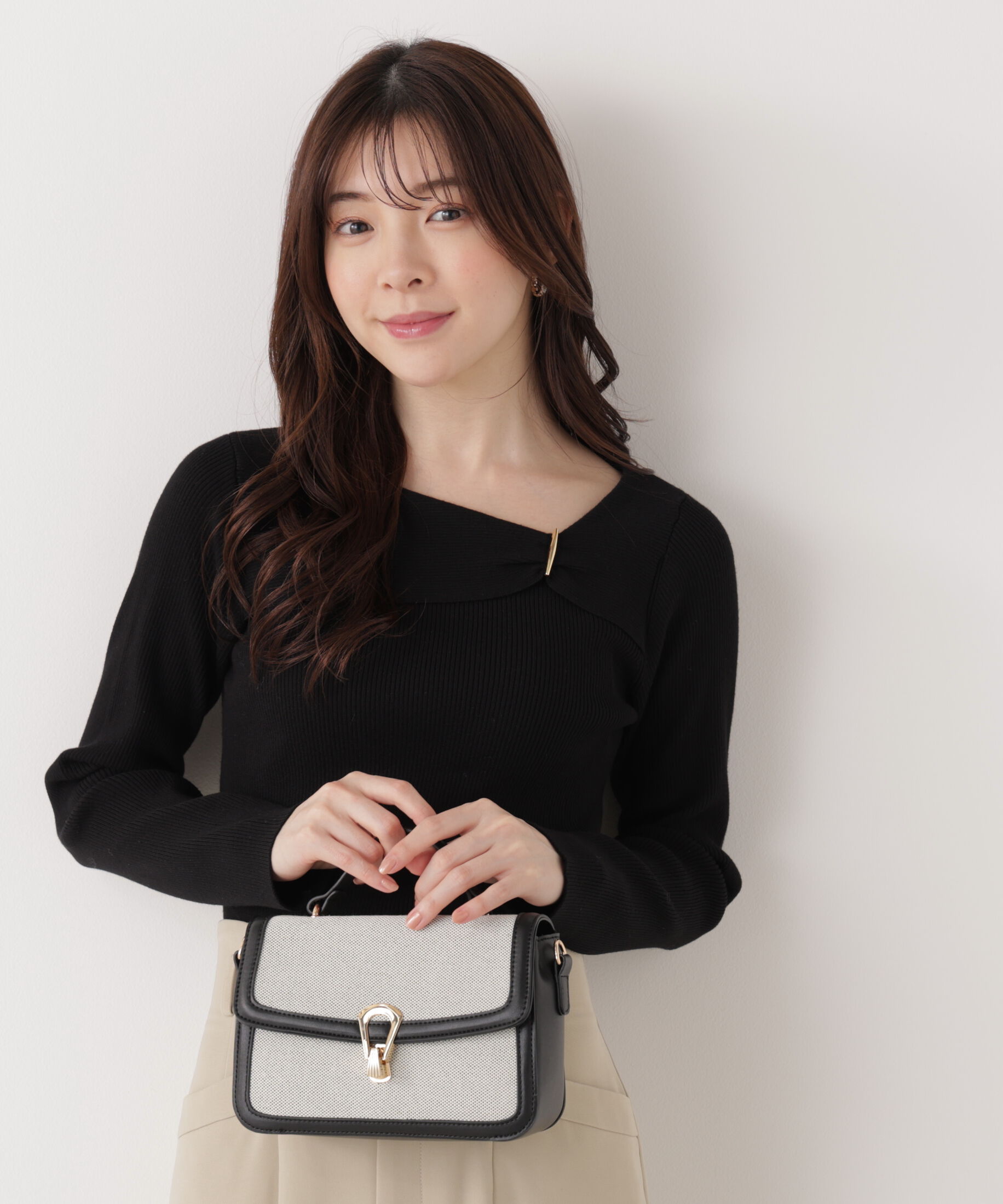 PROPORTION BODY DRESSING「バー付きアシメリブニット　　26SS」|ニット・セーター|