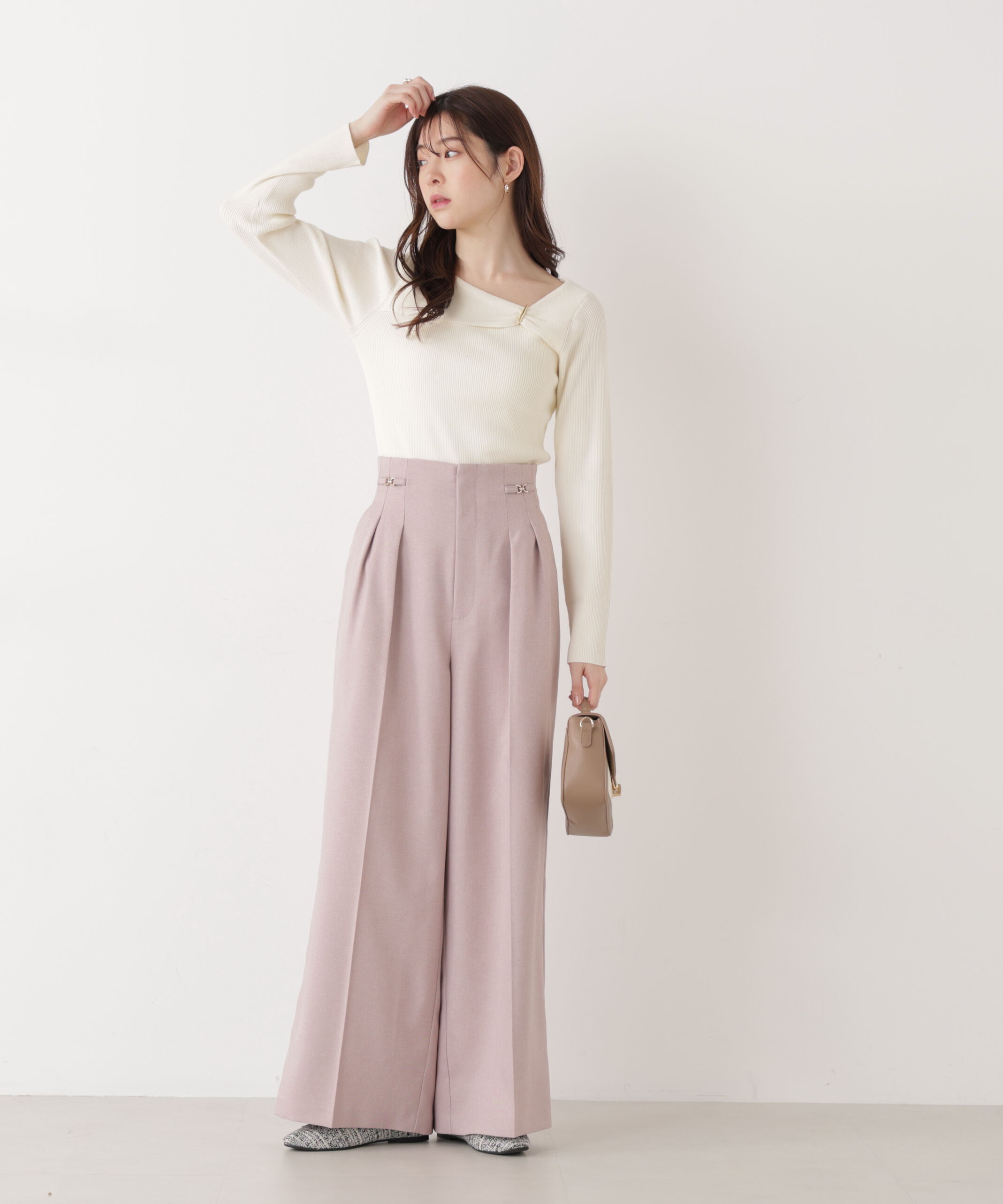 PROPORTION BODY DRESSING「バー付きアシメリブニット　　26SS」|ニット・セーター|