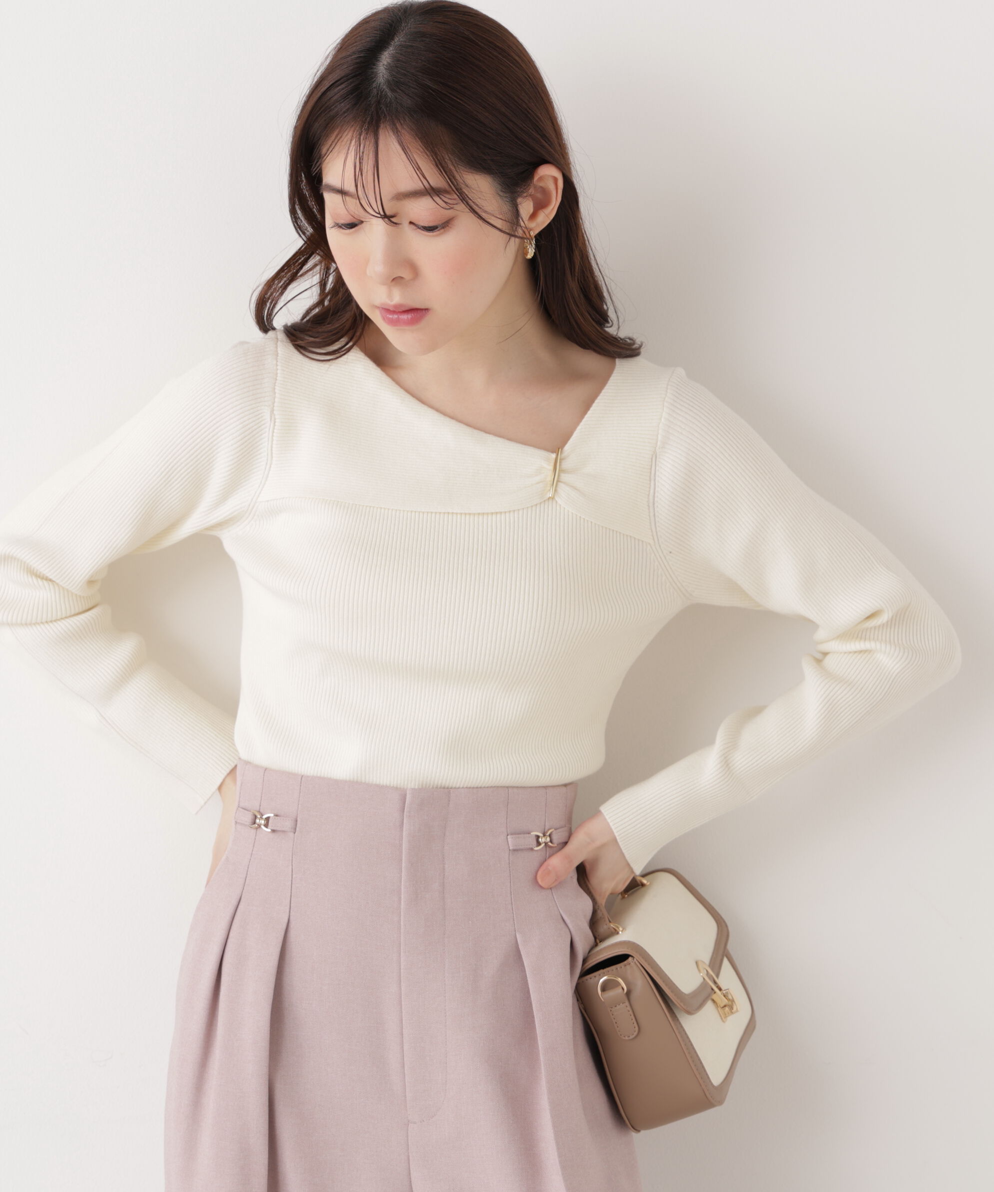 PROPORTION BODY DRESSING「バー付きアシメリブニット　　26SS」|ニット・セーター|
