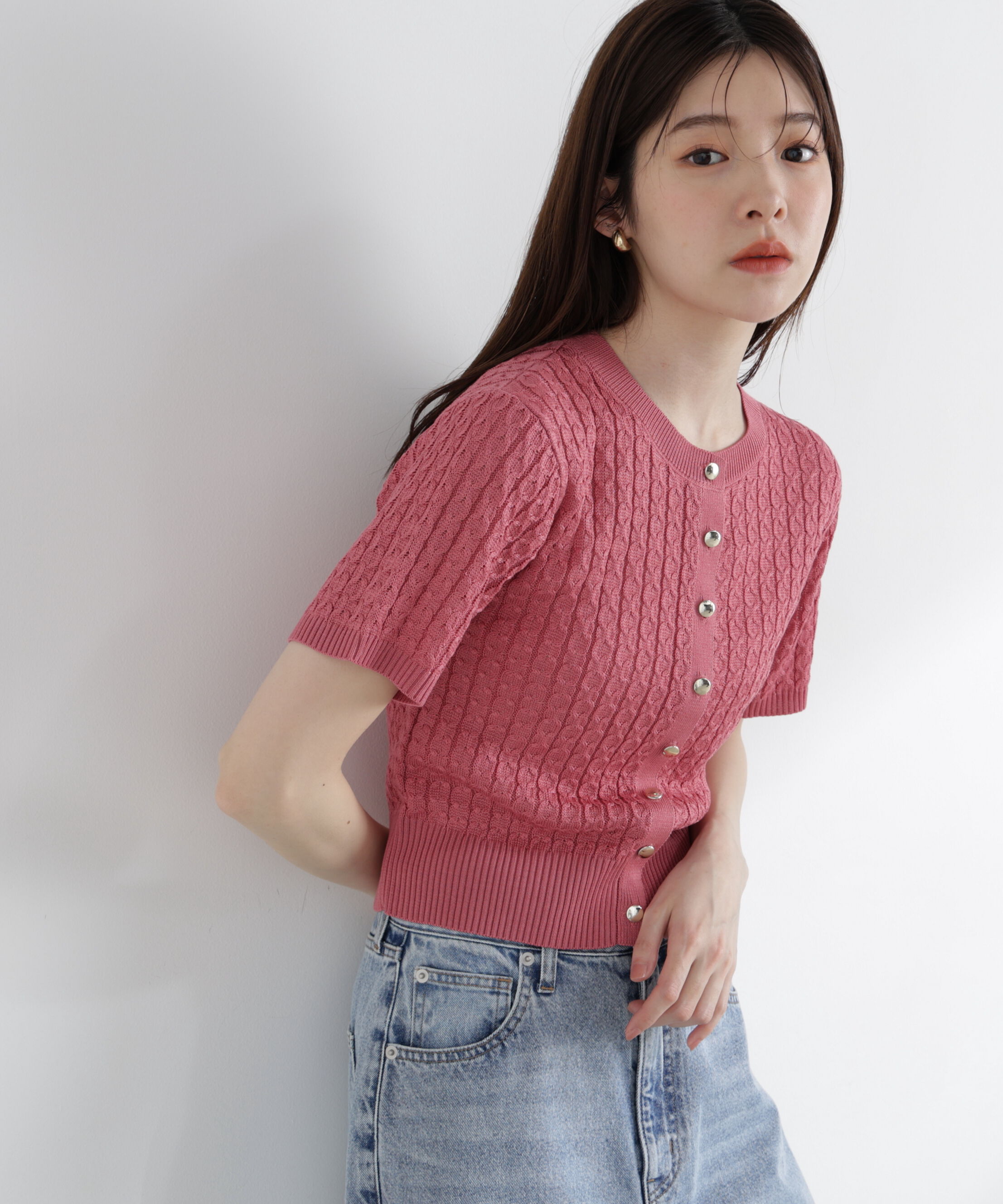 PROPORTION BODY DRESSING「〈a/mie〉シルク混サマーケーブルニット」|ニット・セーター|