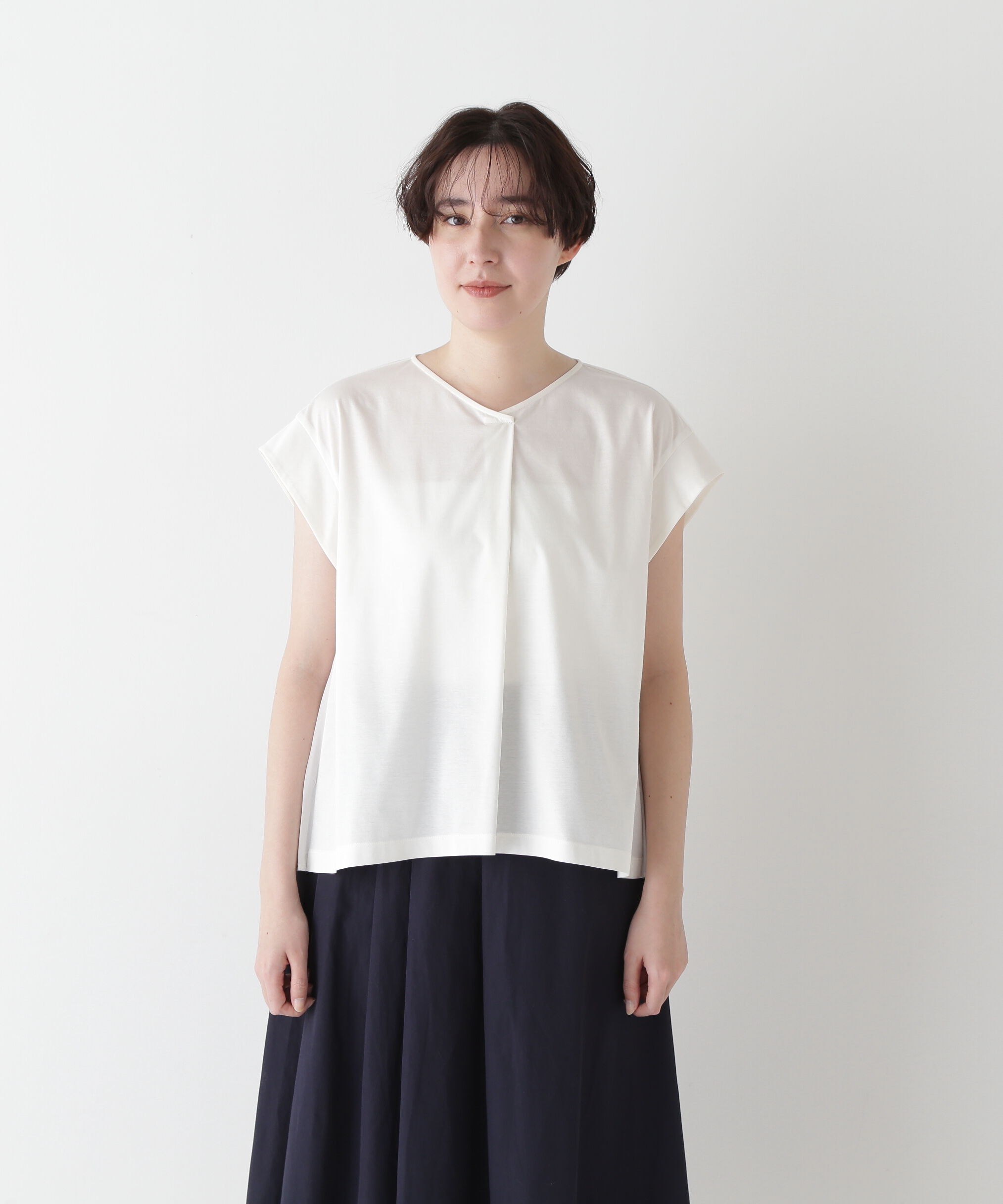  「◆≪接触冷感≫ プリーツドッキングカットソープルオーバー」|Tシャツ・カットソー|