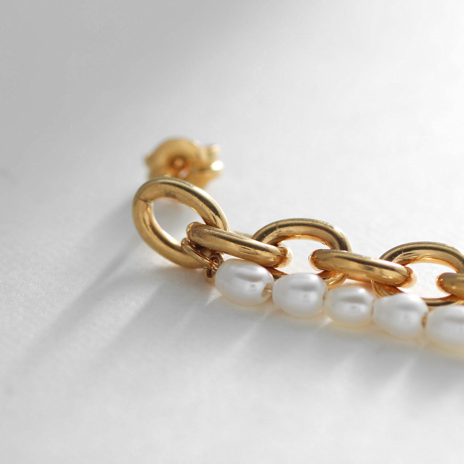 COCOSHNIK ONKITSCH「シルバー バロックパール チェーンコンビネーション スタッドピアス GP」|ピアス|