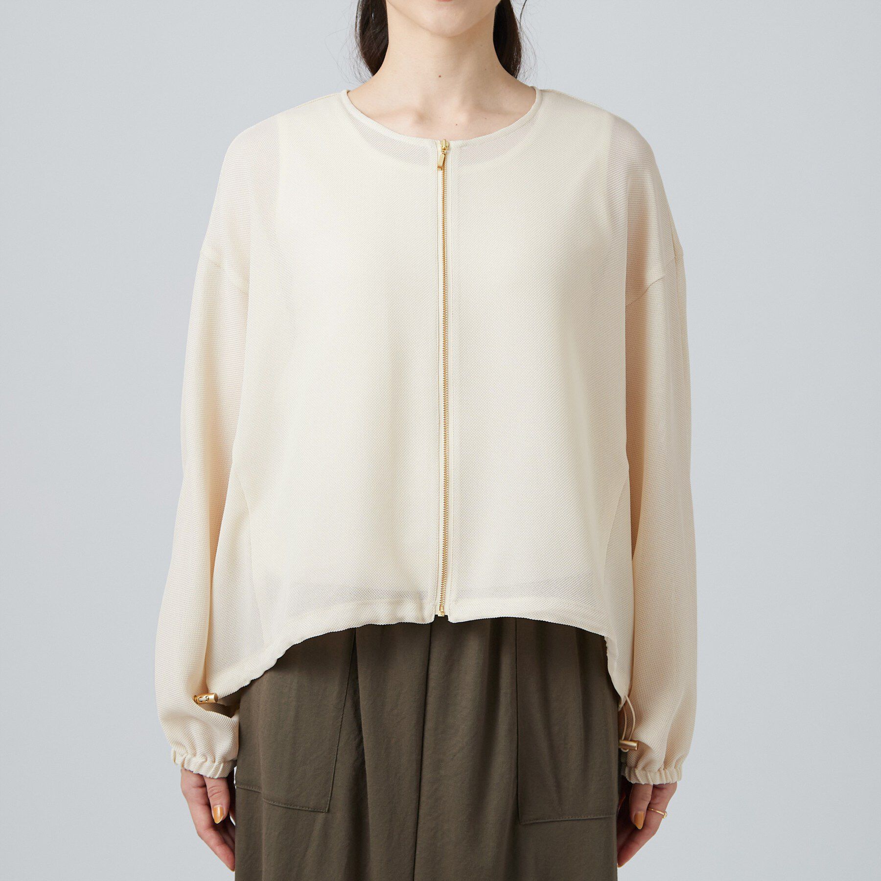 SHOO･LA･RUE「【通気性〇/セットアップ可/洗濯機可】メッシュドルマン ジップブルゾン」|ブルゾン・スタジャン|