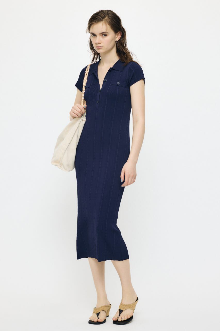 MOUSSY「CABLE POLO KNIT ドレス」|ワンピース|