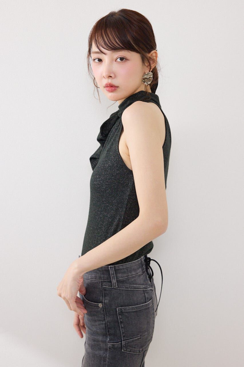 rienda「ラメフライスリボンネックトップス」|Tシャツ・カットソー|