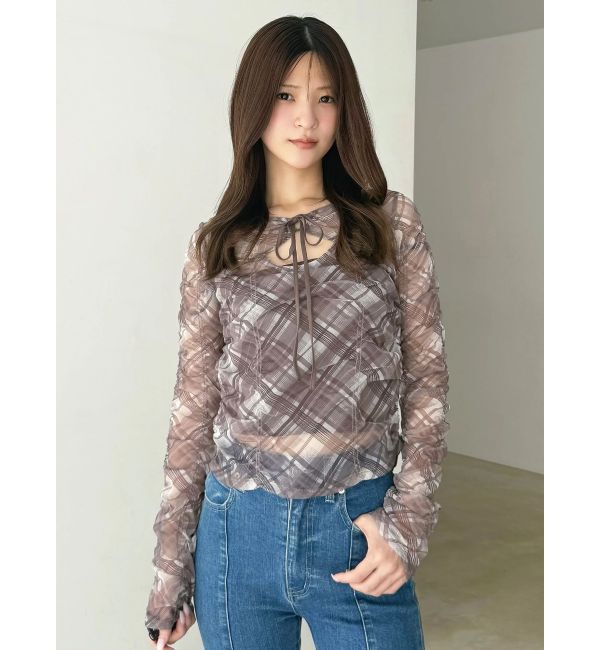 MERCURYDUO「チュールシャーリングトップス」|Tシャツ・カットソー|