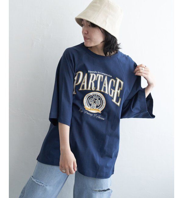 VENCE share style「カレッジ配色ラグランT」|Tシャツ・カットソー|ネイビー