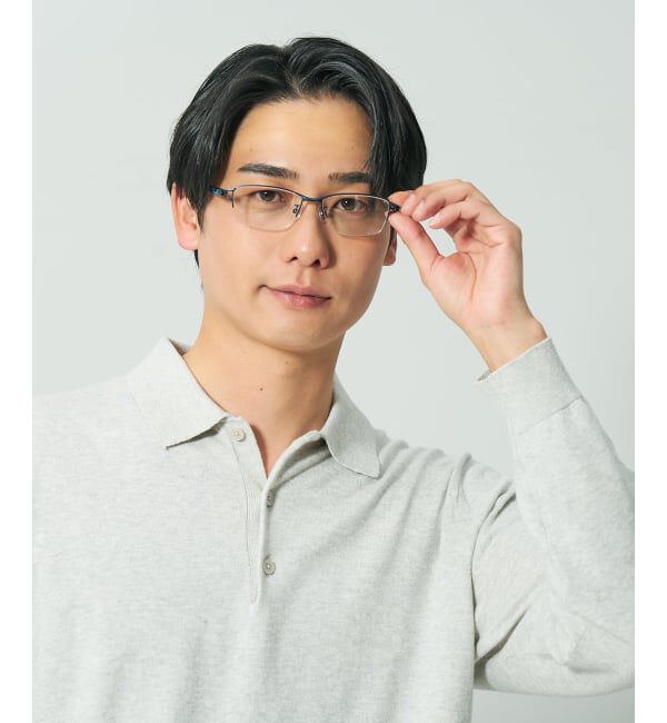  「 ウェリントン型 メガネ | 軽量 眼鏡 伊達めがね メタル BASIC METAL (ベーシックメタル) レンズ交換券付」|メガネ|ネイビー3