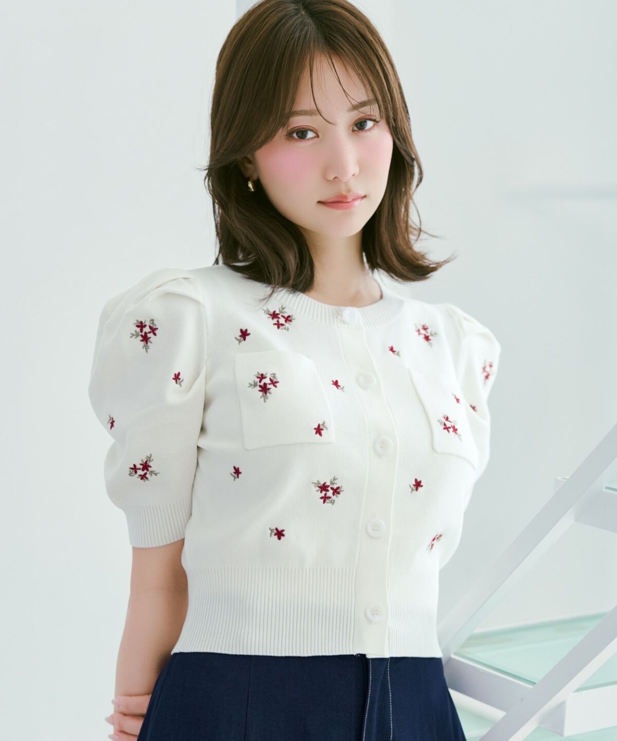 WILLSELECTION「小花刺繍タックスリーブカーディガン」|カーディガン|