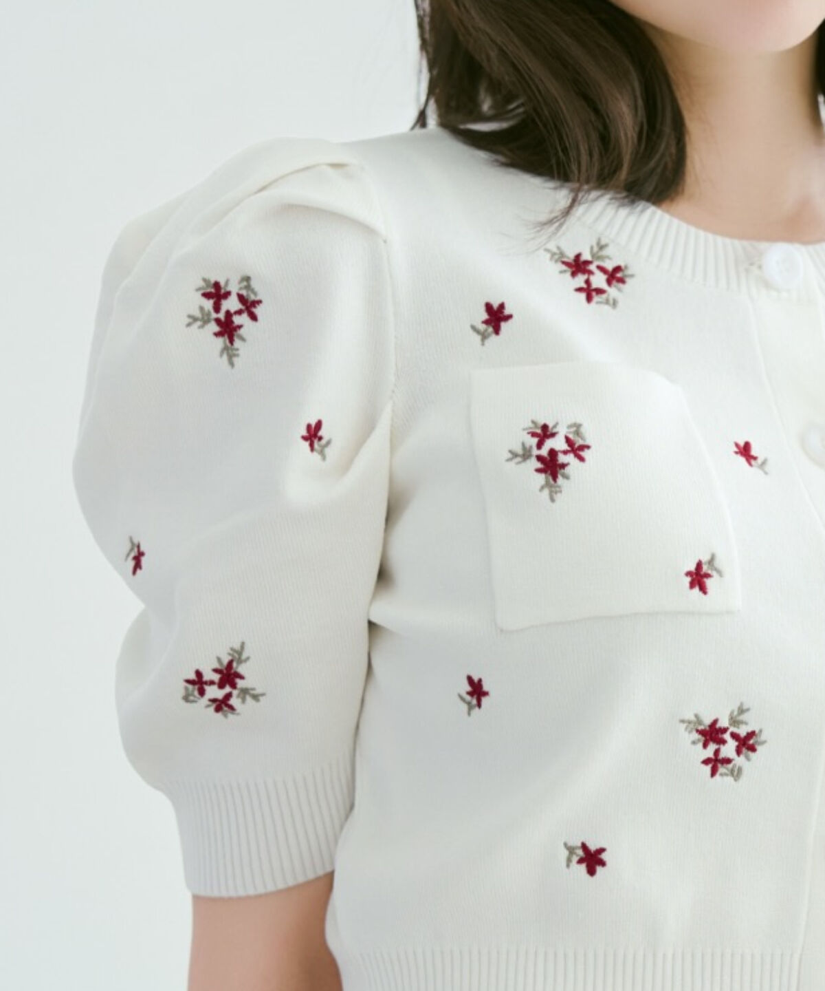 WILLSELECTION「小花刺繍タックスリーブカーディガン」|カーディガン|