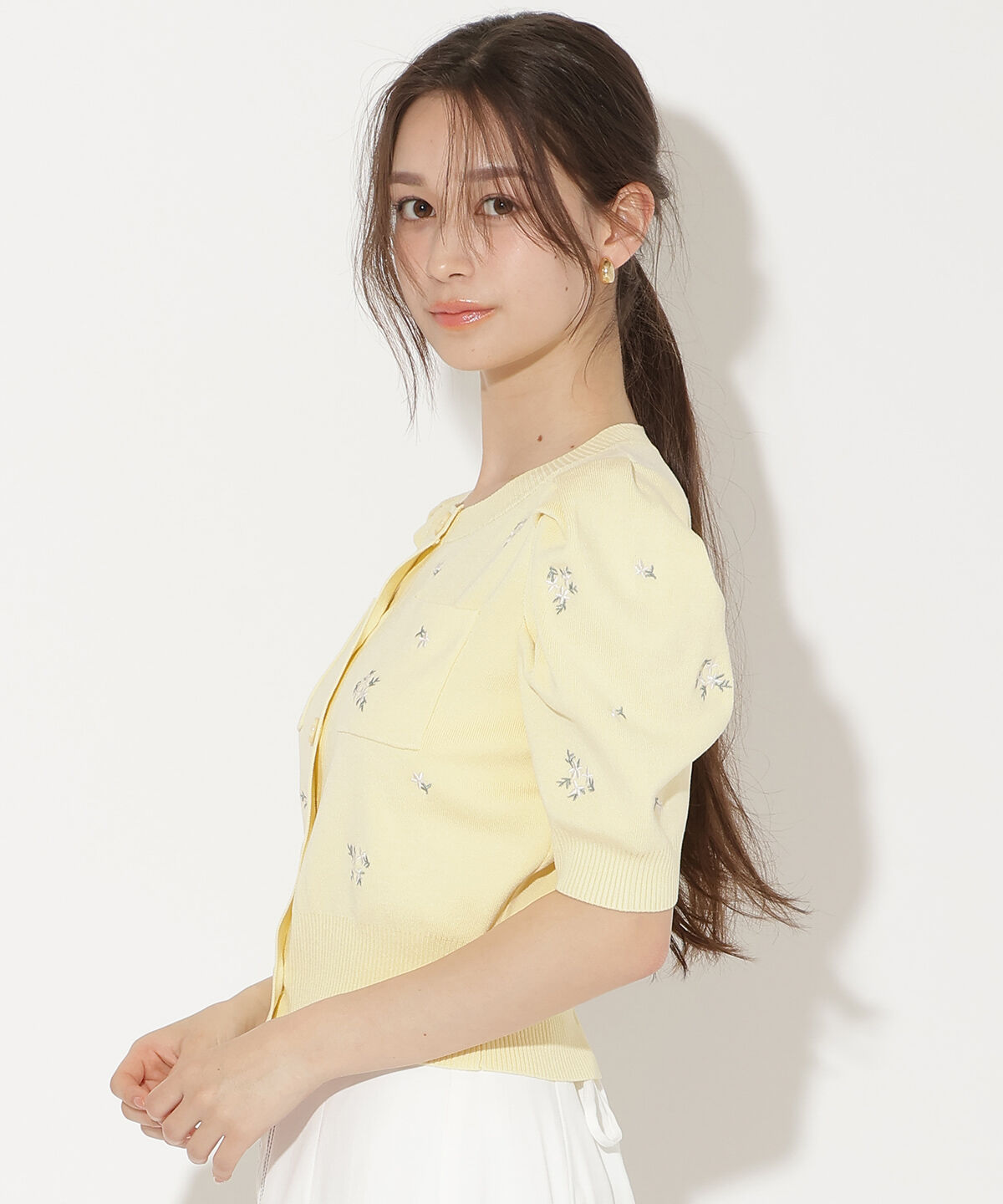 WILLSELECTION「小花刺繍タックスリーブカーディガン」|カーディガン|