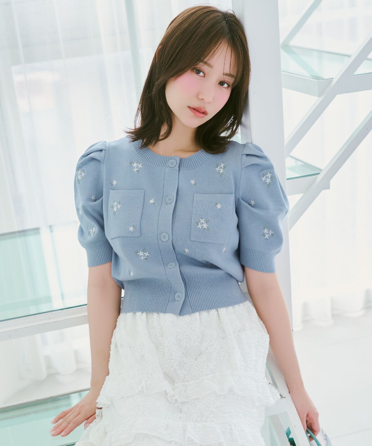 WILLSELECTION「小花刺繍タックスリーブカーディガン」|カーディガン|