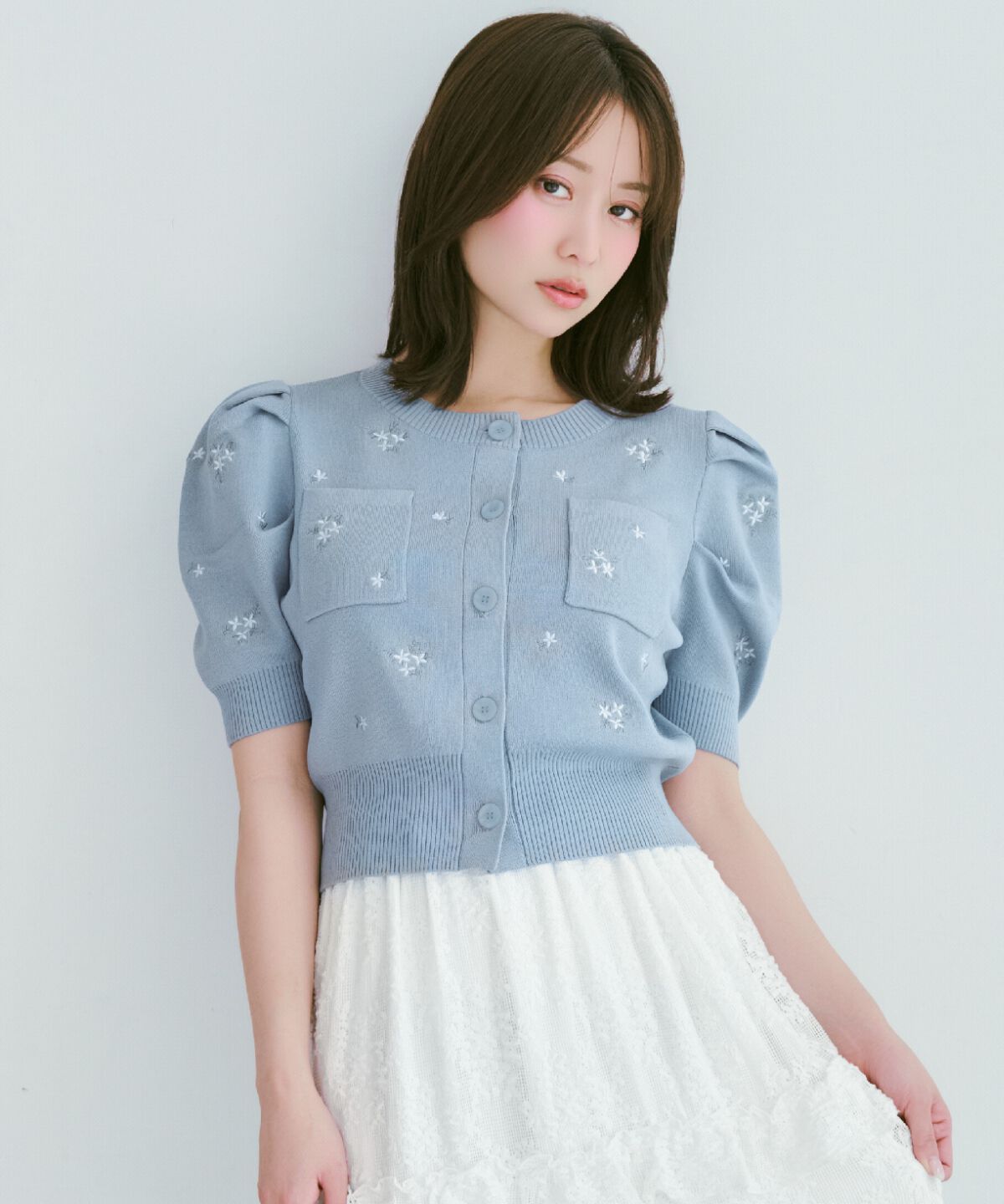 WILLSELECTION「小花刺繍タックスリーブカーディガン」|カーディガン|