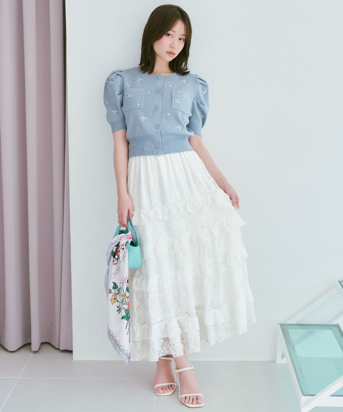 WILLSELECTION「小花刺繍タックスリーブカーディガン」|カーディガン|
