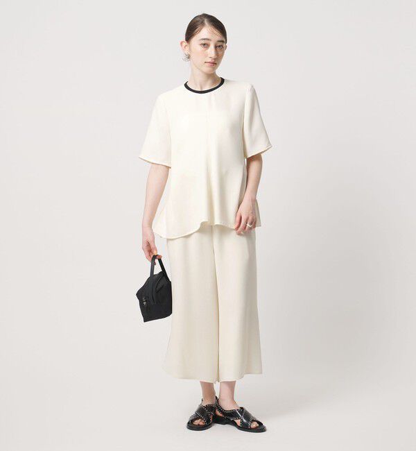 UNITED ARROWS「COMFY クロップド ワイドパンツ ホワイト ‐防汚 UVカット ウォッシャブル‐」|チノ|