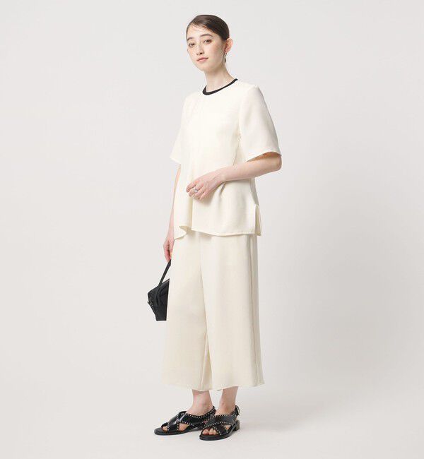 UNITED ARROWS「COMFY クロップド ワイドパンツ ホワイト ‐防汚 UVカット ウォッシャブル‐」|チノ|