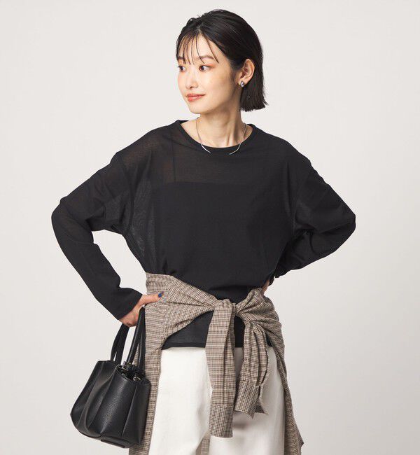 UNITED ARROWS green label relaxing「シアー ロングスリーブ プルオーバー カットソー」|Tシャツ・カットソー|BLACK
