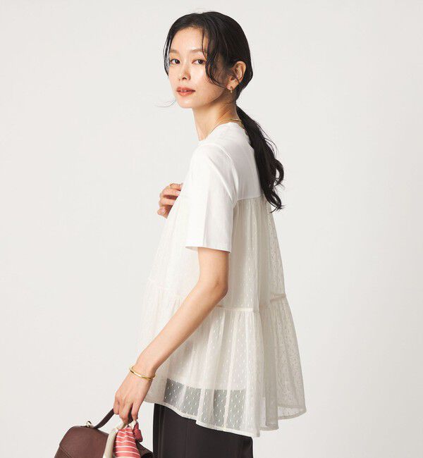 UNITED ARROWS green label relaxing「ドットチュール ティアード プルオーバー カットソー」|Tシャツ・カットソー|WHITE