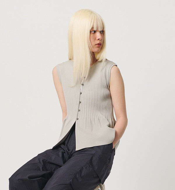 BEAUTY&YOUTH UNITED ARROWS「【WEB限定 Wardrobe DAILY MINIMAL】ペプラム2WAY ノースリーブリブニット ウォッシャブル」|ニット・セーター|