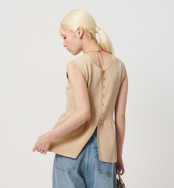 BEAUTY&YOUTH UNITED ARROWS「【WEB限定 Wardrobe DAILY MINIMAL】ペプラム2WAY ノースリーブリブニット ウォッシャブル」|ニット・セーター|