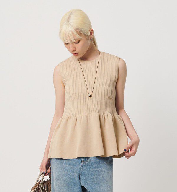 BEAUTY&YOUTH UNITED ARROWS「【WEB限定 Wardrobe DAILY MINIMAL】ペプラム2WAY ノースリーブリブニット ウォッシャブル」|ニット・セーター|